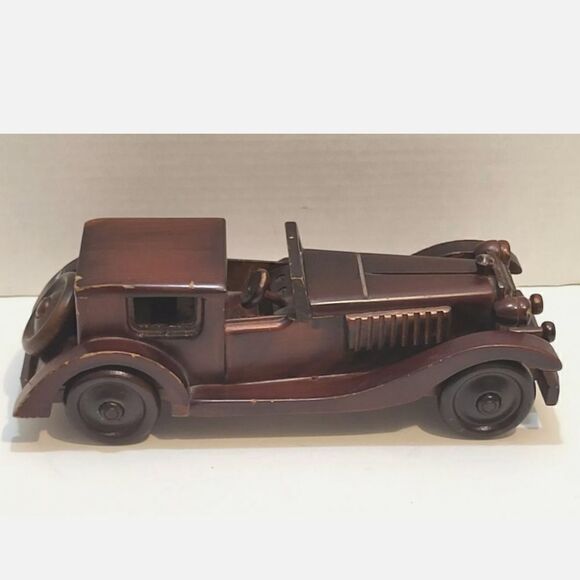 Vintage 1927 Bugatti Handmade Wooden Replica 10" - Picture 1 of 12